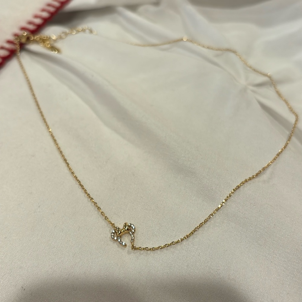 Disney X Baublebar Minnie Mouse Gold Crystal Bow Necklace Minimalist